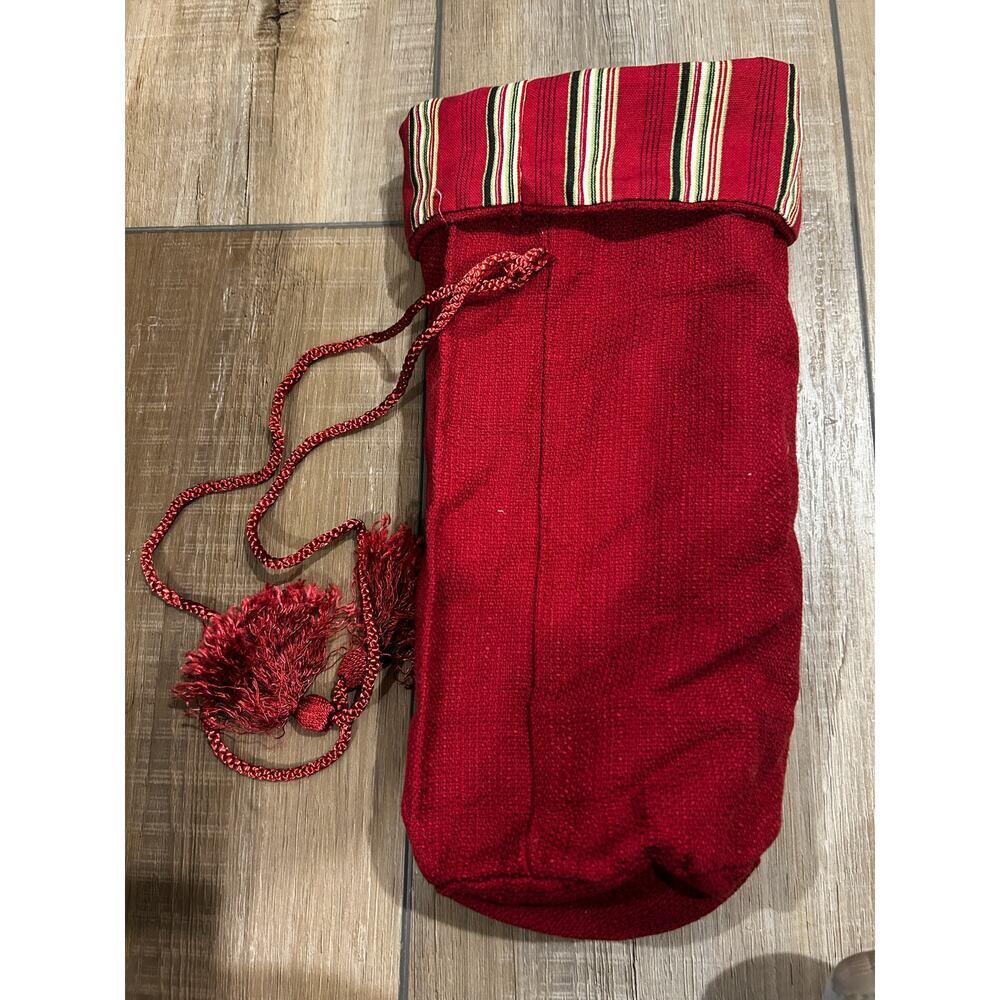 Longaberger Paprika Holiday Stripe Beverage Wine Carrier Liner Christmas‎